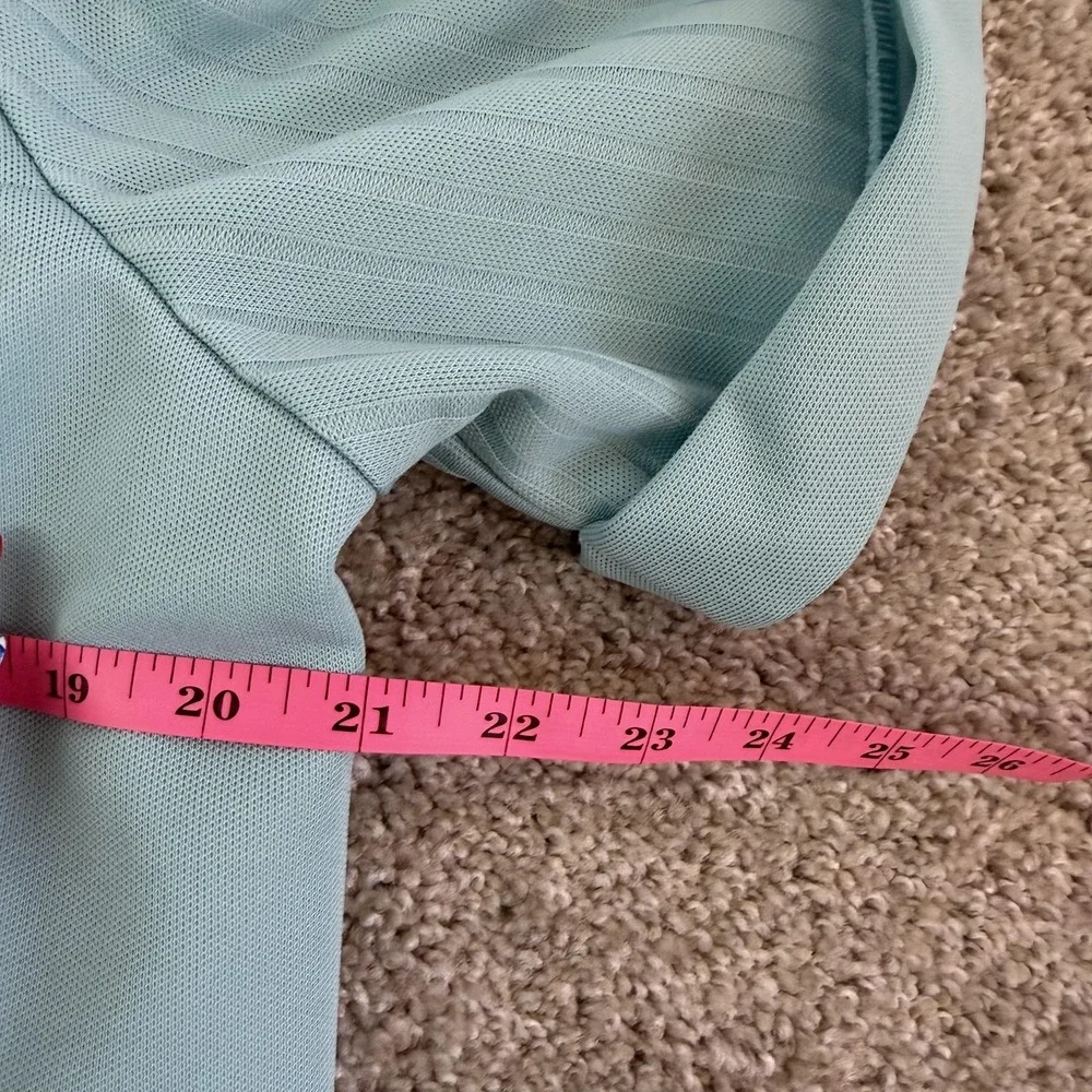 Vintage Blair Jacket Pants Set Womens Large Blue Knit Elastic Waist Short Sleeve